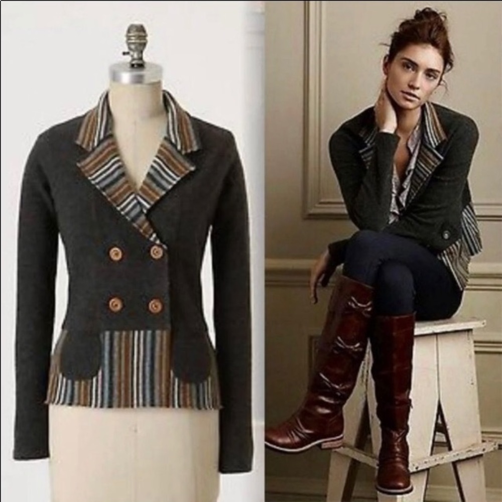 Anthropologie Wool Double Breasted Jacket